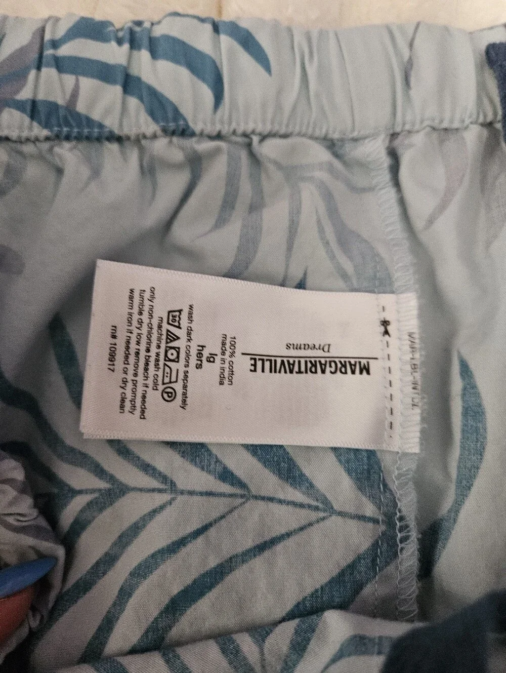 Margarittaville Dreams 100% Cotton Pajama Pants & Longsleeve Top Set, Size Large - Picture 6 of 7
